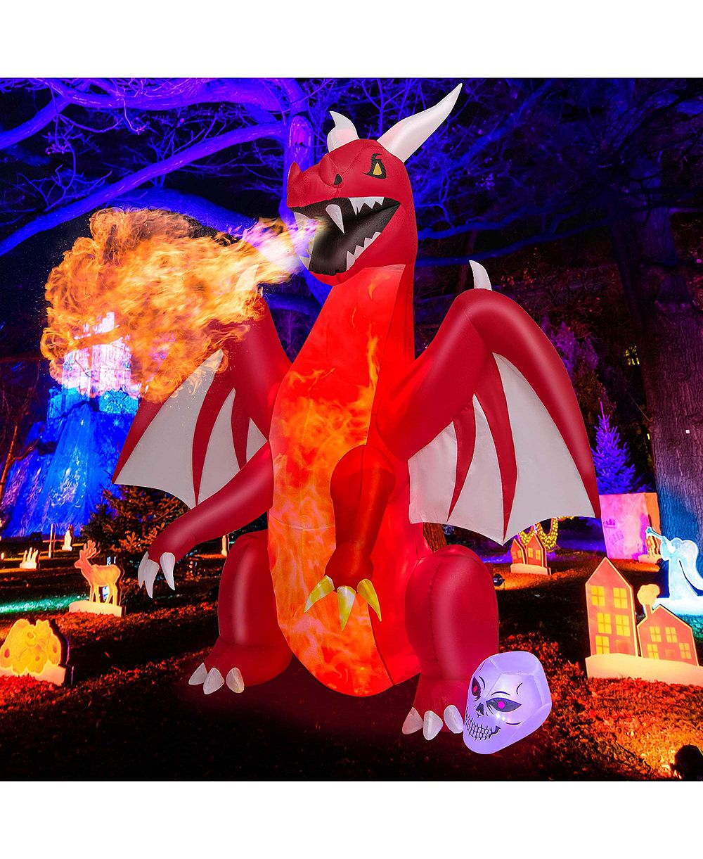 Надувной декор Halloween Red Dragon с крыльями и черепом 8 FT
