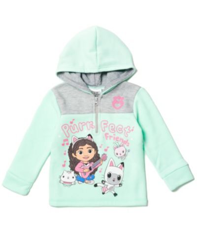 Gabby's Dollhouse Toddler Girls Dreamworks Gabbys Dollhouse Kitty Fairy Cakey Cat Gabby Fleece Half Zip Hoodie