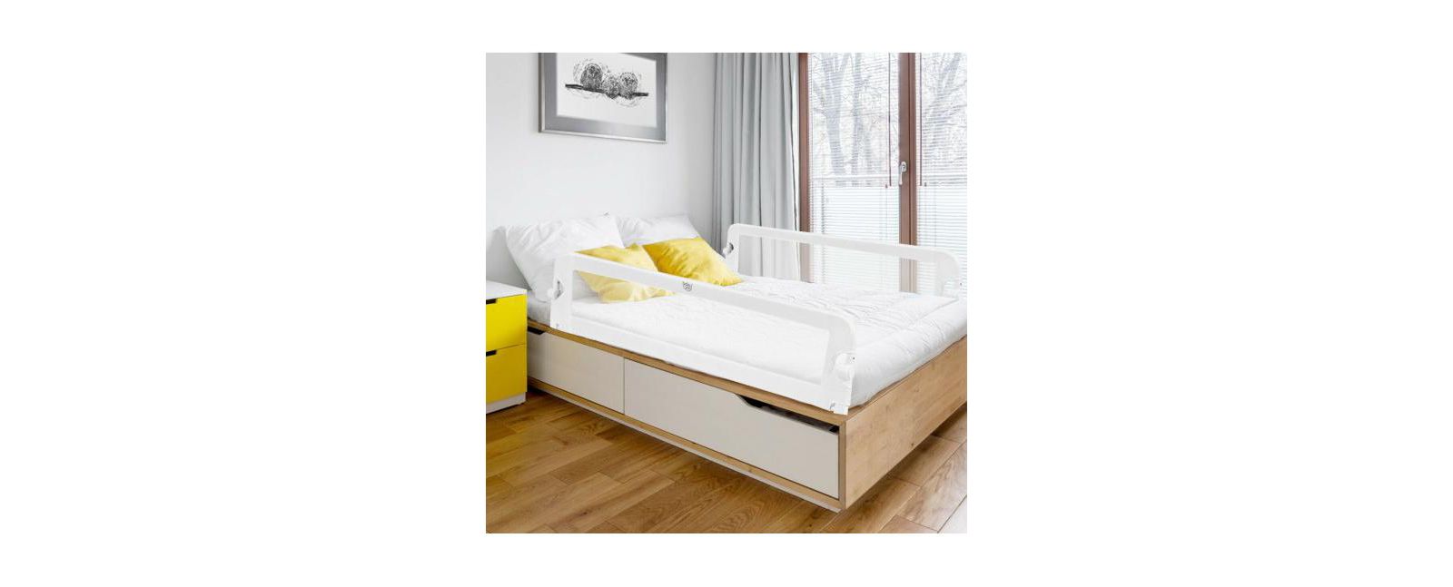 Slickblue Extra Long Foldable Bed Guard Rail for Children, Easy to Install and Store