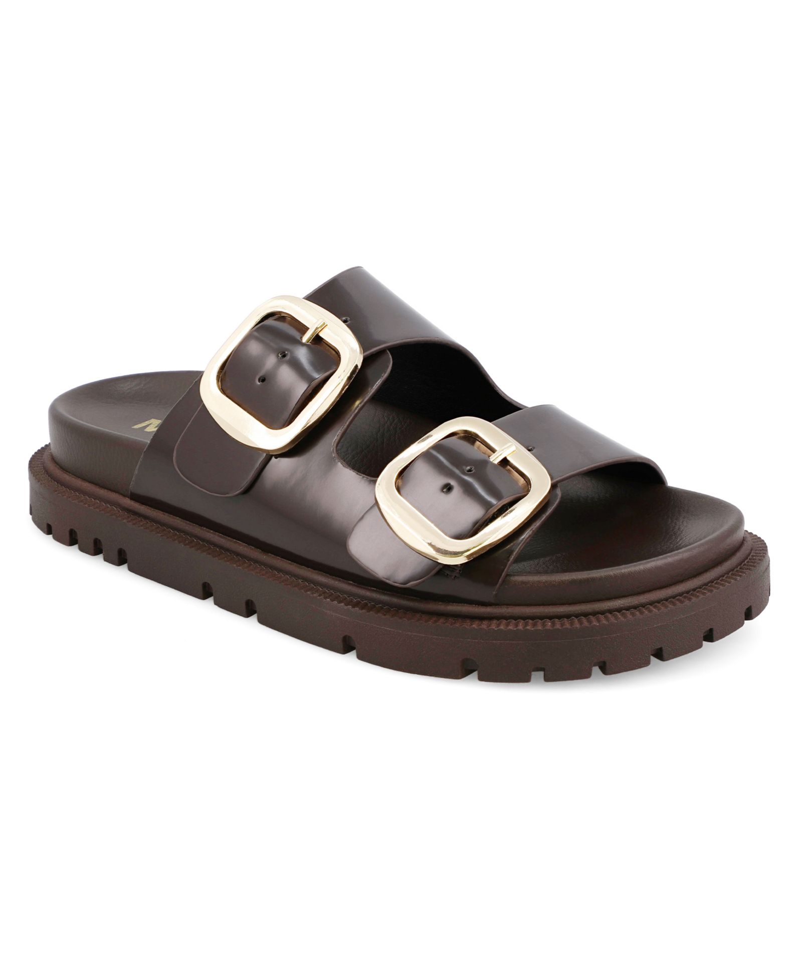 MIA Women's Gen Double Buckle Flat Slide Sandals