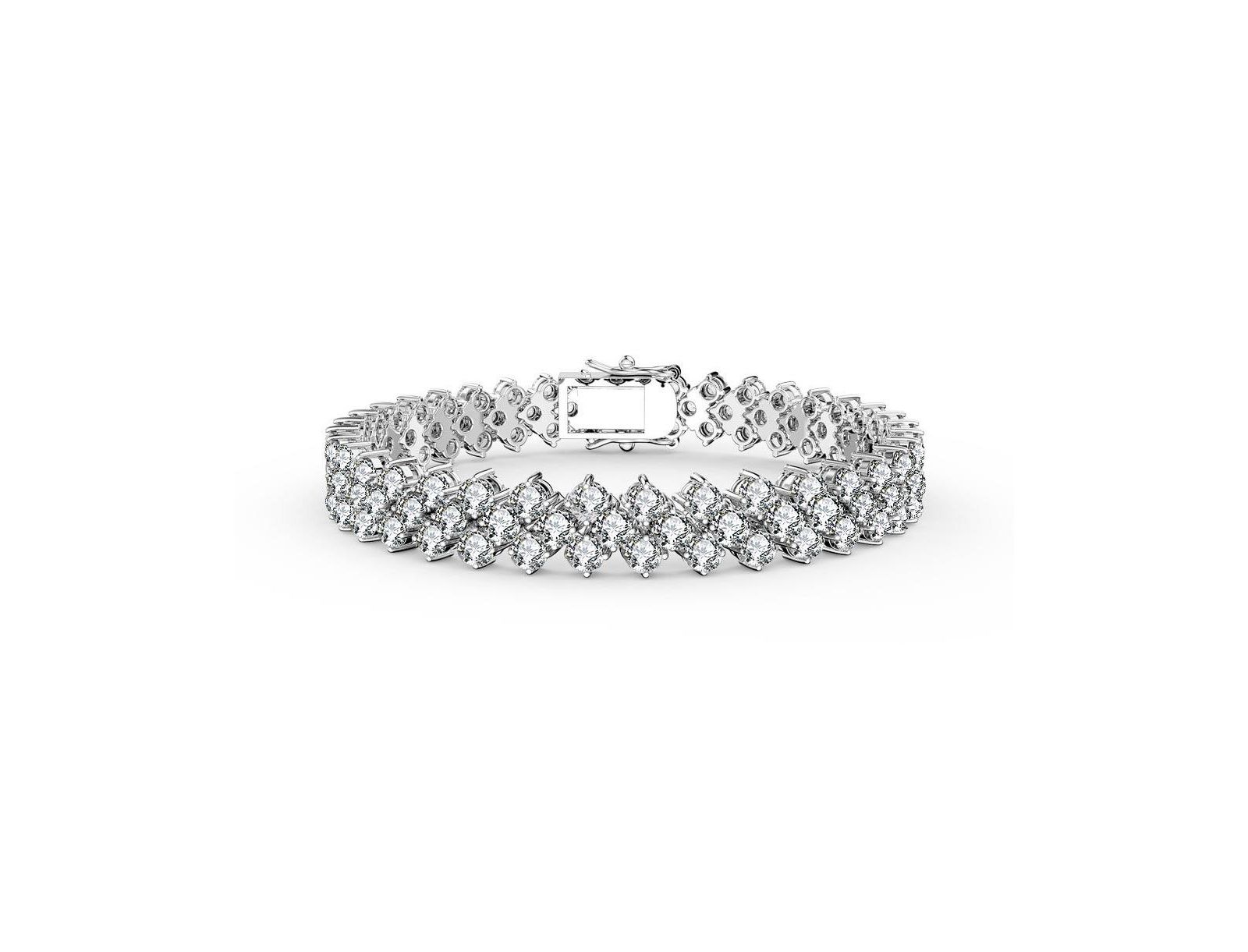 Rachel Glauber Elegant White Gold Plated Clear CZ Triple-Row Bracelet