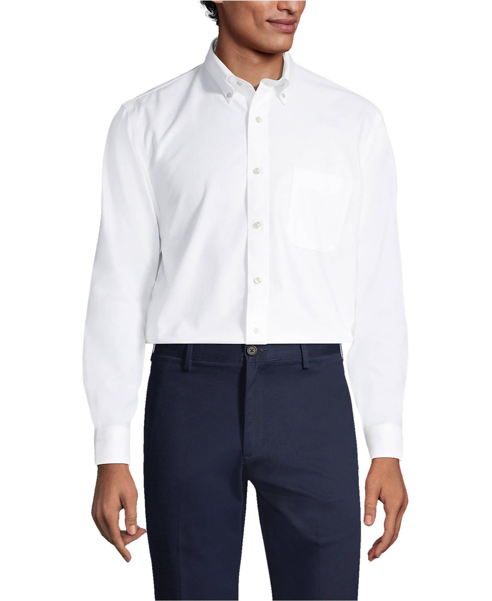 Lands' End Women's Men's Tall Traditonal Fit Solid No Iron Supima Oxford Dress Shirt