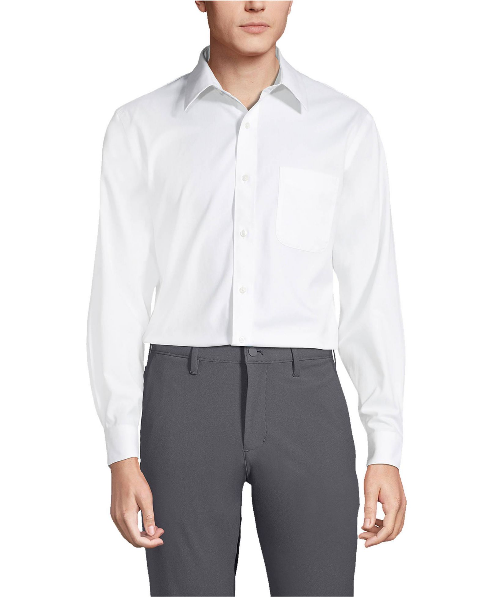 Мужская рубашка Lands' End Big & Tall No Iron Supima Cotton Pinpoint Straight Collar Dress Shirt