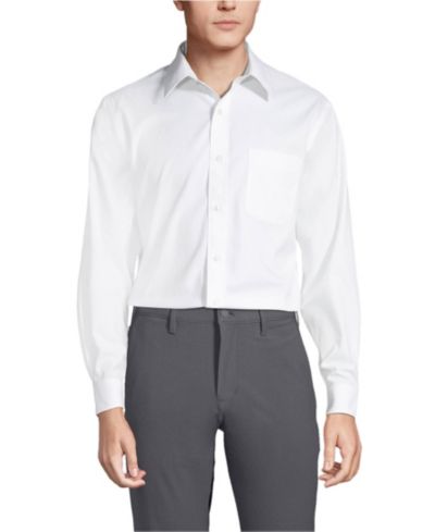 Lands' End Men's No Iron Supima Cotton Pinpoint Straight Collar Dress Shirt