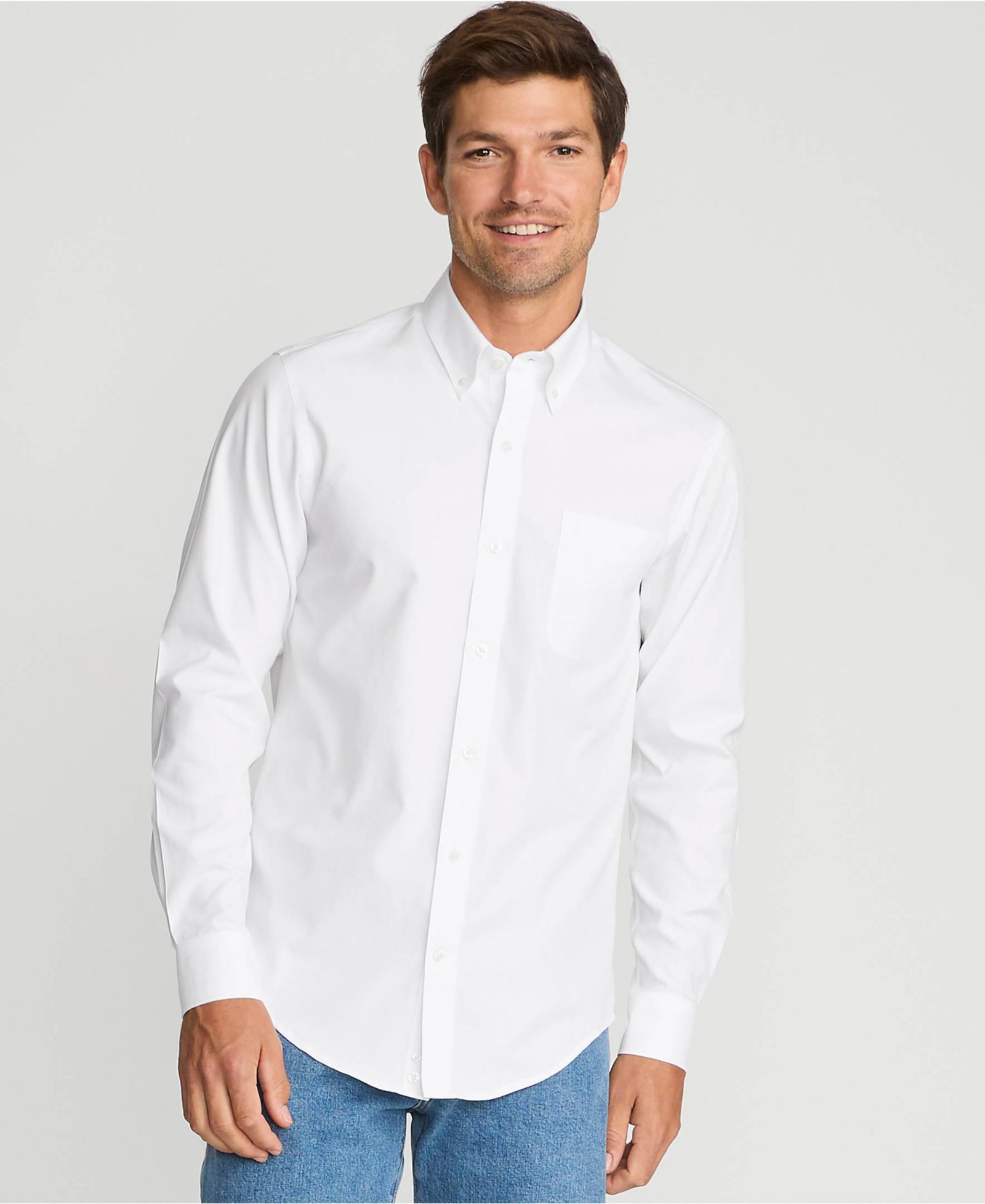 Lands' End Men's Tailored Fit Pinpoint Buttondown Collar Dress Shirt