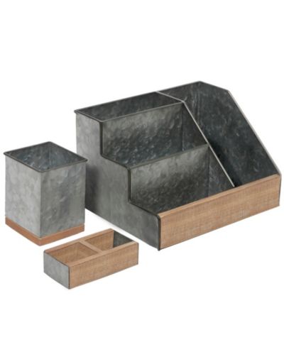 3 Piece Desk Organizer Set- Rustic Mail Organizer For Desktop - Great For Rustic Or Industrial Decor! Makeup Organizer For Vanity