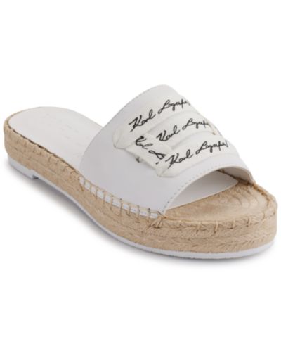 KARL LAGERFELD PARIS Women's Cherie Logo Slip-On Espadrille Platform Slide Sandals
