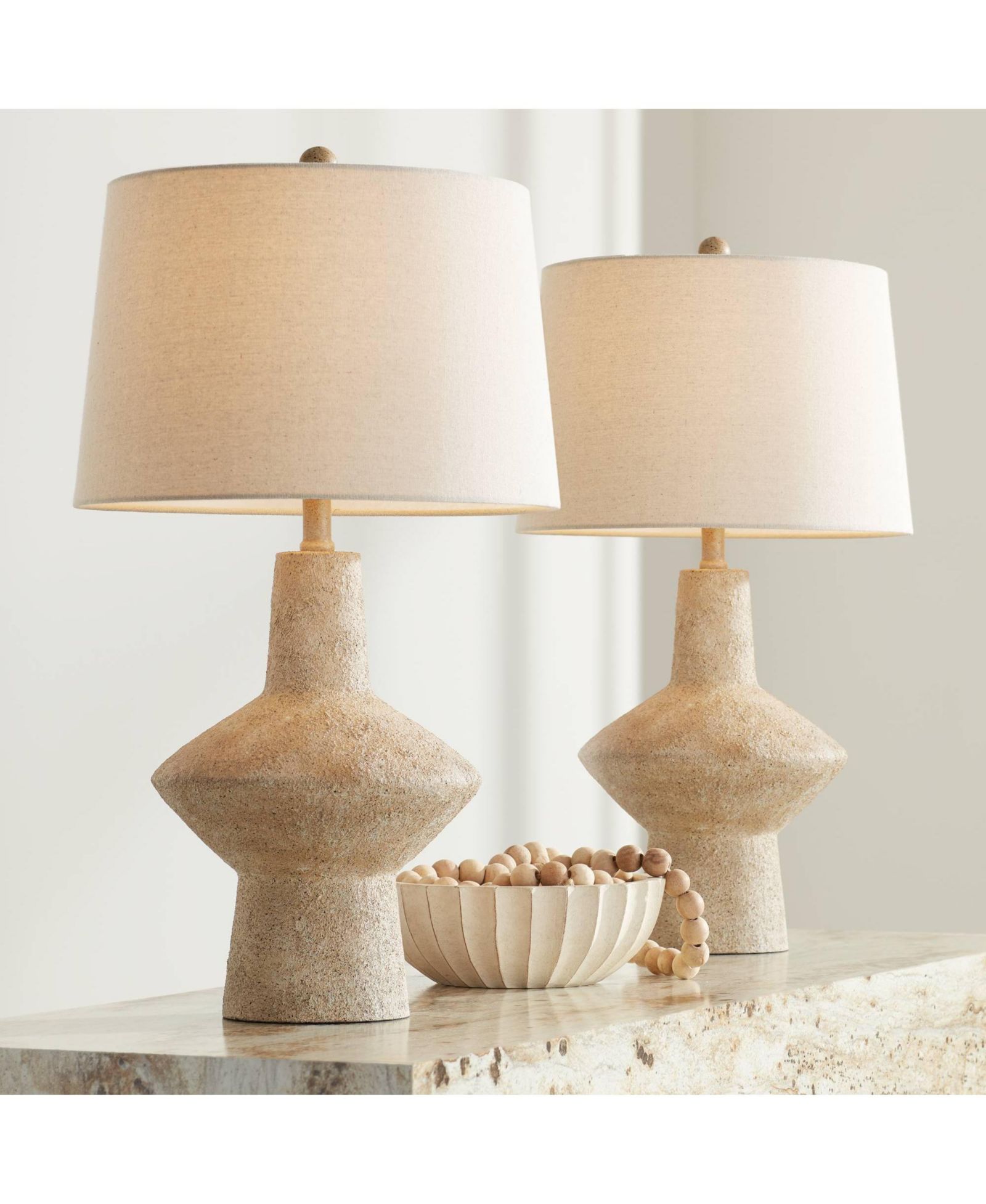 360 Lighting Cozumel 26 3/4" Tall Geometric Rustic Mid Century Modern Table Lamps Set of 2