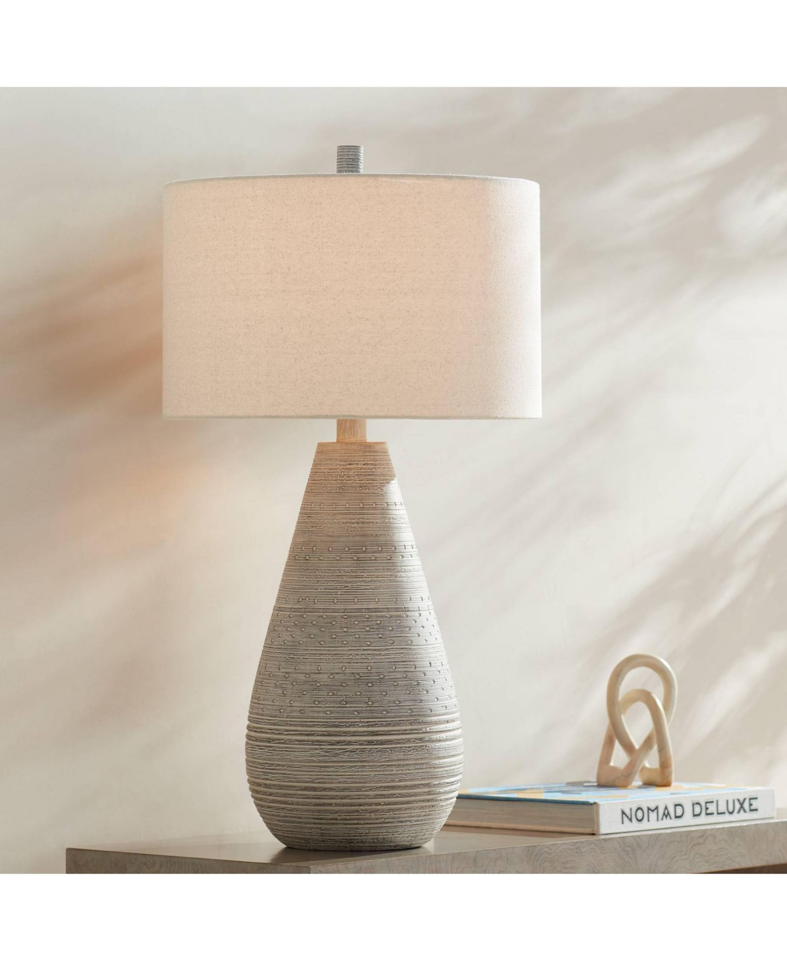 360 Lighting Julio Modern Table Lamp 30" Tall Ceramic Oatmeal Drum Shade