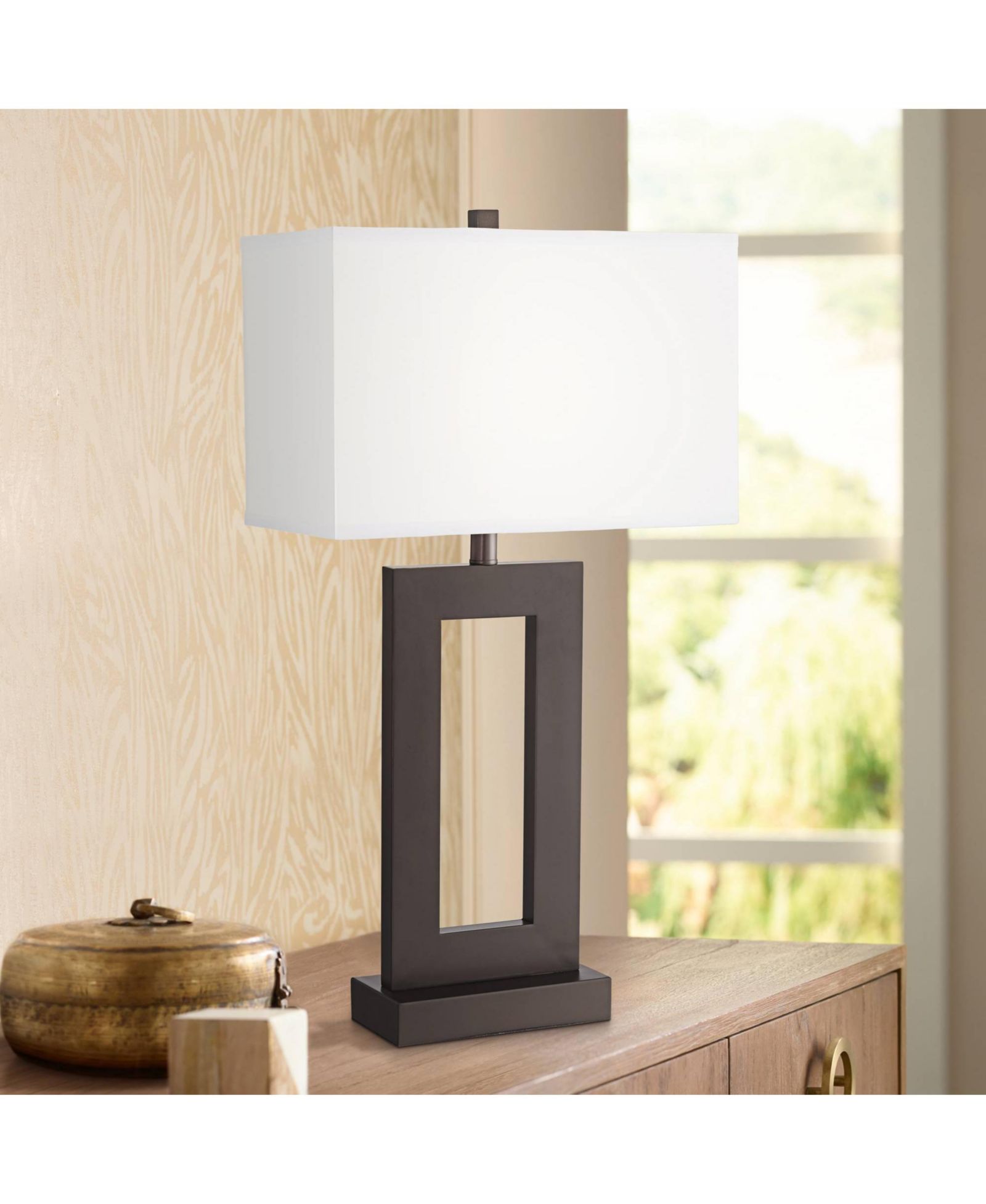 Настольная лампа 360 Lighting 30 1/2" Tall Marshall Modern Industrial с бронзовым прямоугольным абажуром