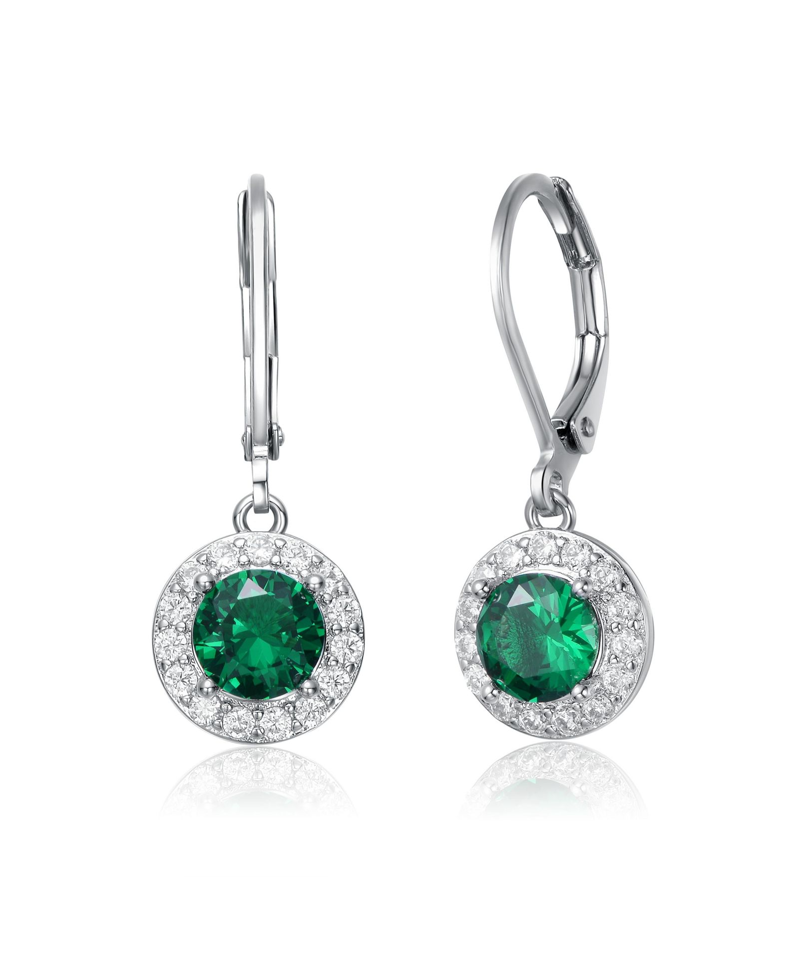 Серьги Rachel Glauber Elegant Halo Drop Dangle Leaver back Earrings