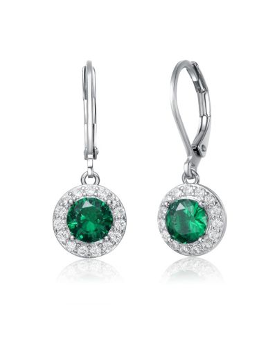 Серьги Rachel Glauber Elegant Halo Drop Dangle Leaver back Earrings