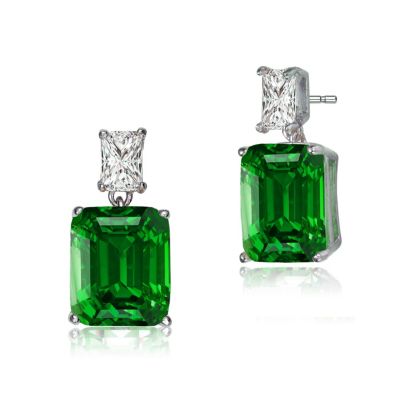 Серьги Rachel Glauber White Gold Plated Colored CZ Drop