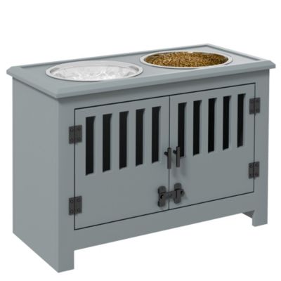PawHut Dog Food Storage Cabinet with Bowls and Dog Feeding Station,