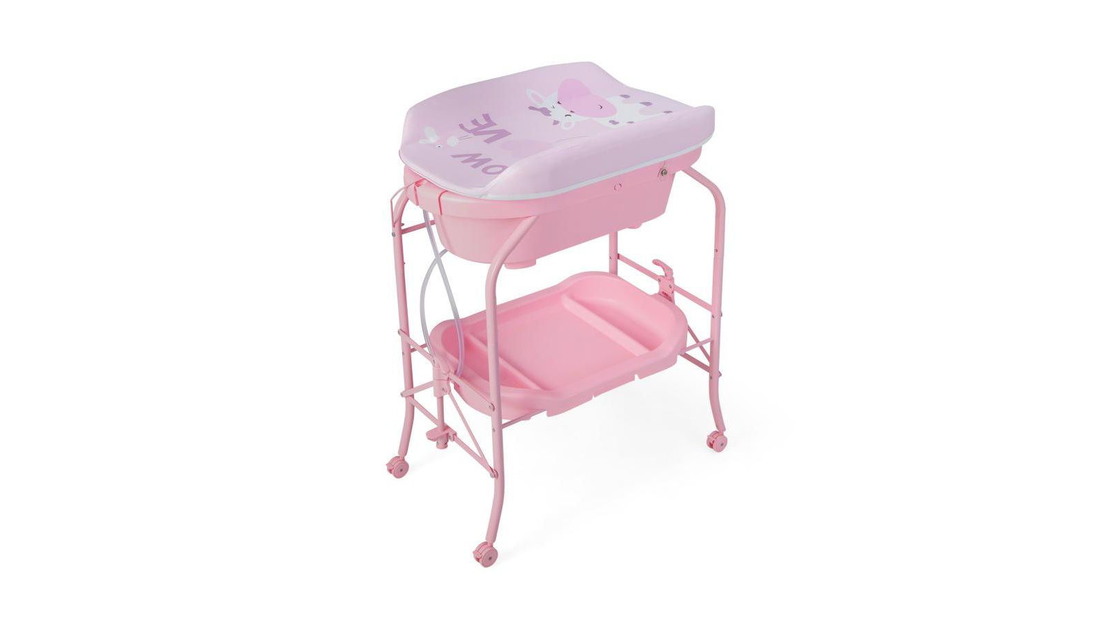 Portable Baby Changing Table with Storage Basket and Shelves