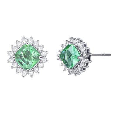 Rachel Glauber Cubic Zirconia Square Halo Stud Earrings