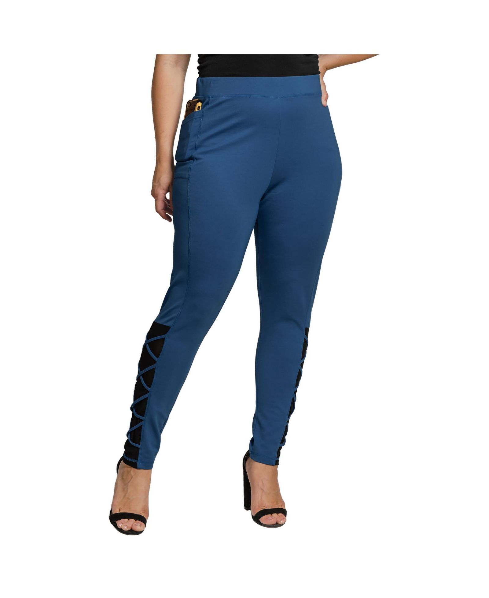 Женские леггинсы Plus Size с сетчатым переплетением и боковыми карманами