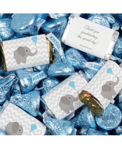 Just Candy Boy Baby Shower Candy Party Favors Elephant Hershey's Miniatures & Blue Kisses, 124 Pieces