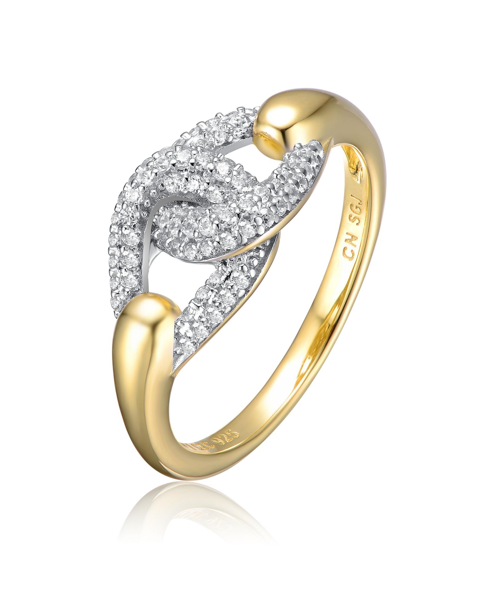 Genevive Sterling Silver Brilliant CZ Pavé Interlocking Knot Statement Ring