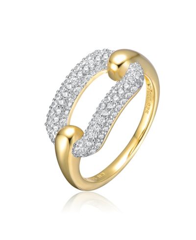 Кольцо Genevive Sterling Silver с напылением 14k Yellow Gold и Cubic Zirconia