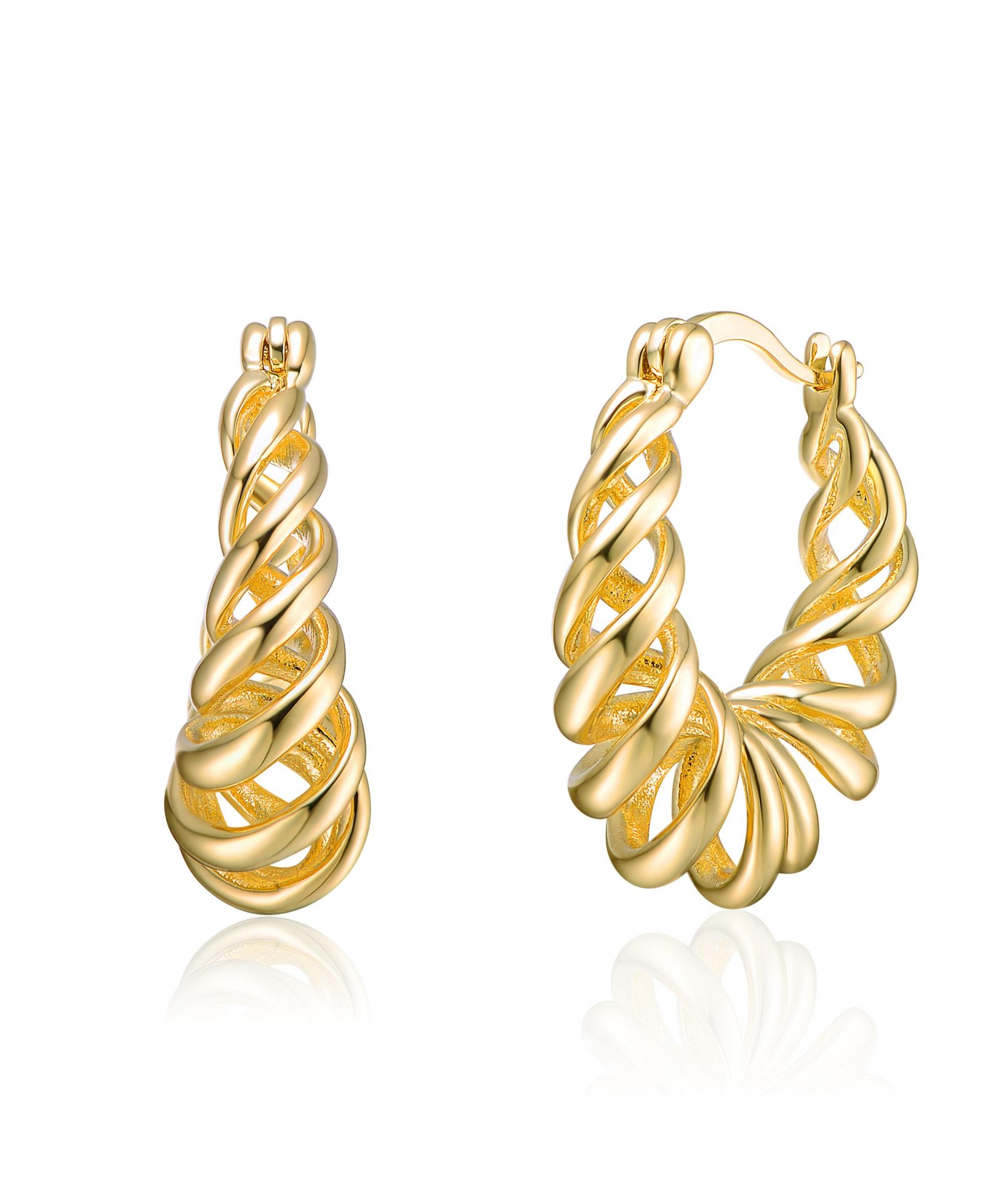 Rachel Glauber Unique 14K Gold Plated Twisted Hoop Everyday Earrings