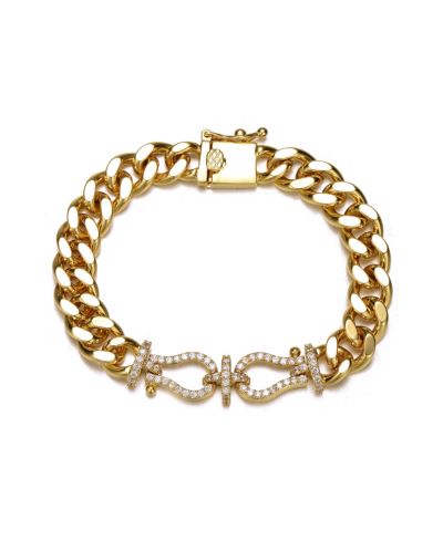 Браслет Rachel Glauber Radiant 14K Gold Plated CZ Pave Knot Curb Chain