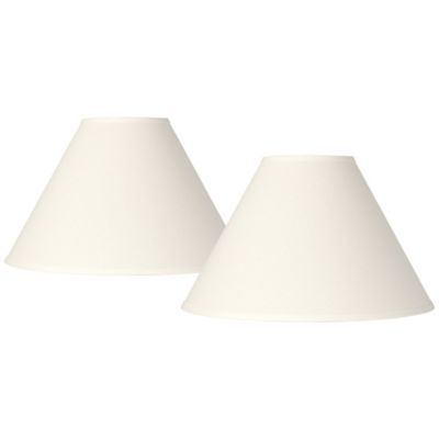 Springcrest Set of 2 Empire Lamp Shades White Linen Chimney Large 6" Top x 17" Bottom x 10" High Spider Harp and Finial Fitting