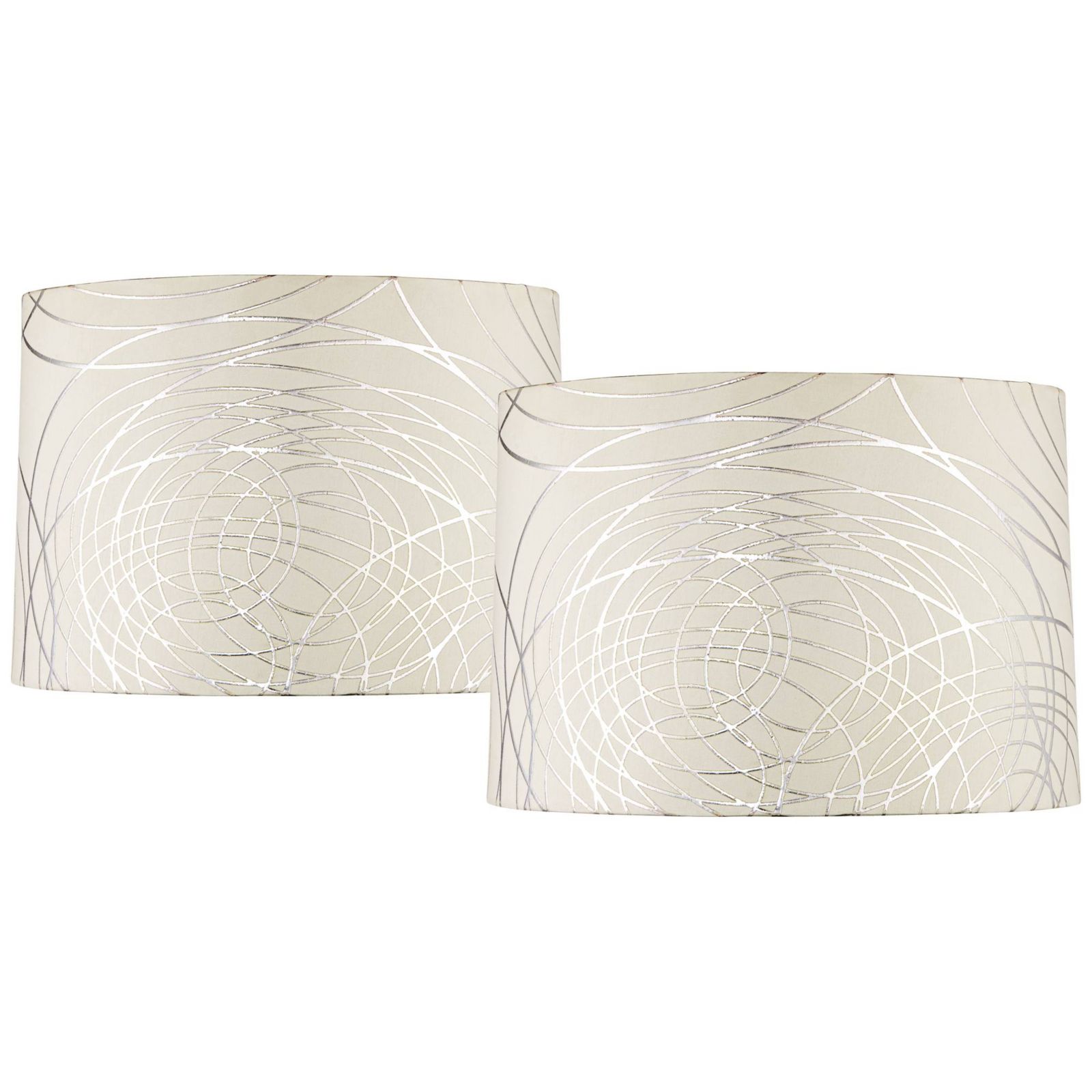 Springcrest набор из 2 абажуров для ламп, off-white с серебристыми кругами, 15" x 16" x 11"