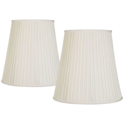 Springcrest Set of 2 Pleated Drum Lamp Shades Cream Large 12" Top x 18" Bottom x 18" High Spider with Replacement Harp and Finial