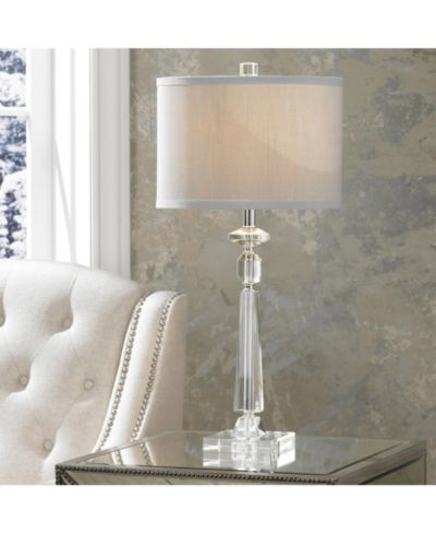 Традиционная настольная лампа Vienna Full Spectrum Aline 26 1/2" Tall Clear Crystal Gray Shade для гостиной и спальни