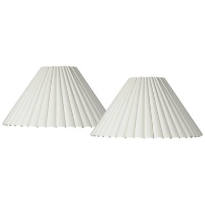 Springcrest Set of 2 Box Pleat Empire Lamp Shades Antique White Large 7" Top x 20.5" Bottom x 10.75" High Spider Harp and Finial