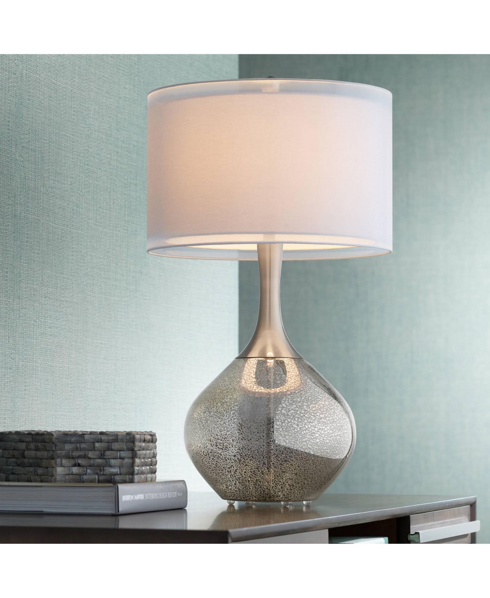 Современная настольная лампа Possini Euro Design Swift Modern Mercury Glass