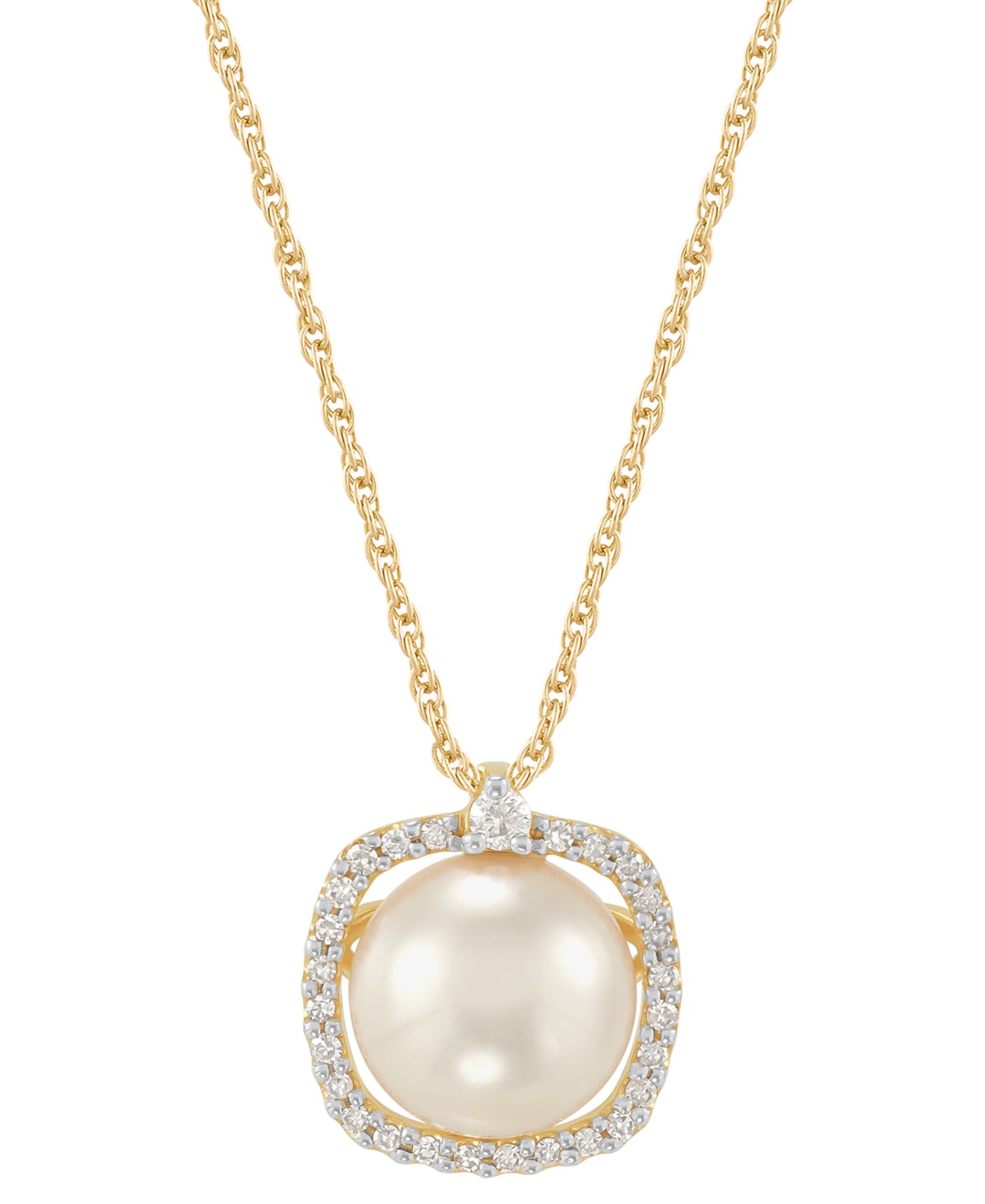 Подвеска-кулон Honora с культурой жемчужиной (8mm) и бриллиантом (1/10 ct. t.w.) в 14k Gold