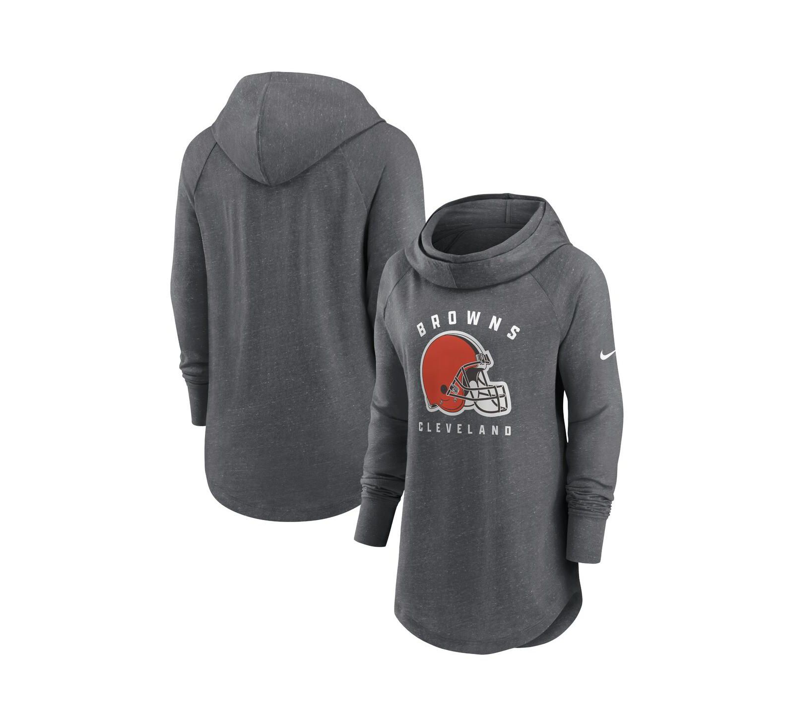 Женское худи Nike Heather Charcoal Cleveland Browns Raglan с воротником-стойкой