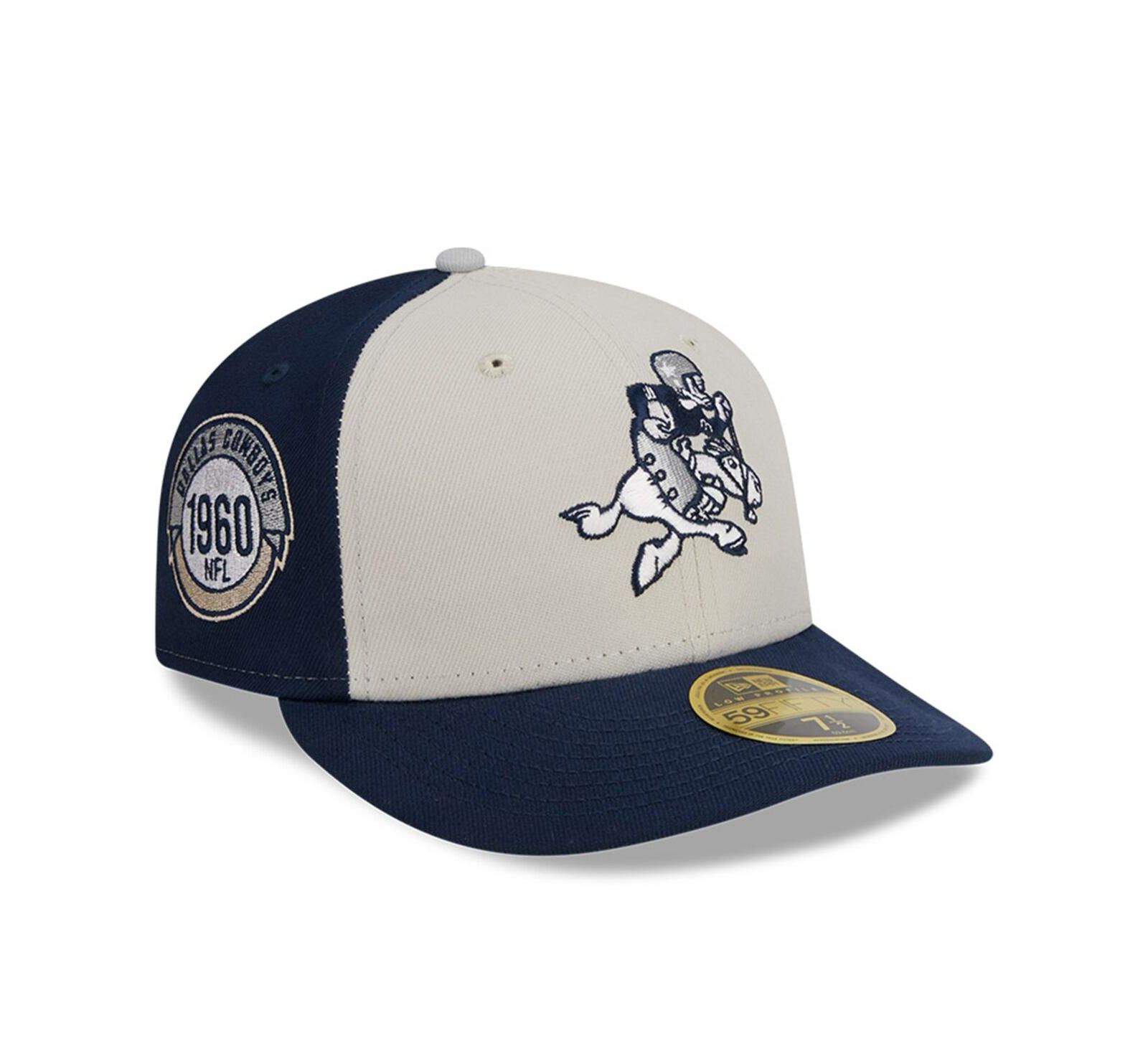Мужская New Era Cream, Navy Dallas Cowboys 2023 Sideline Historic Low Profile 59FIFTY Fitted Hat