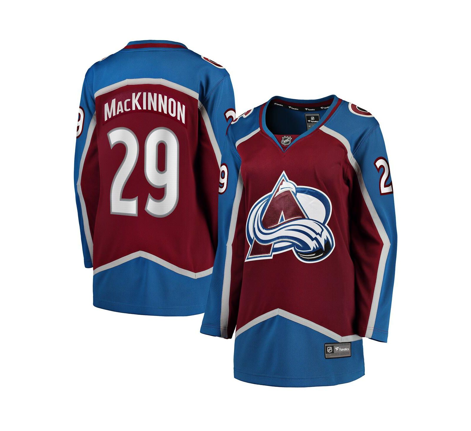 Женская джерси Fanatics Nathan MacKinnon бордовая домашняя с отстегивающимися деталями