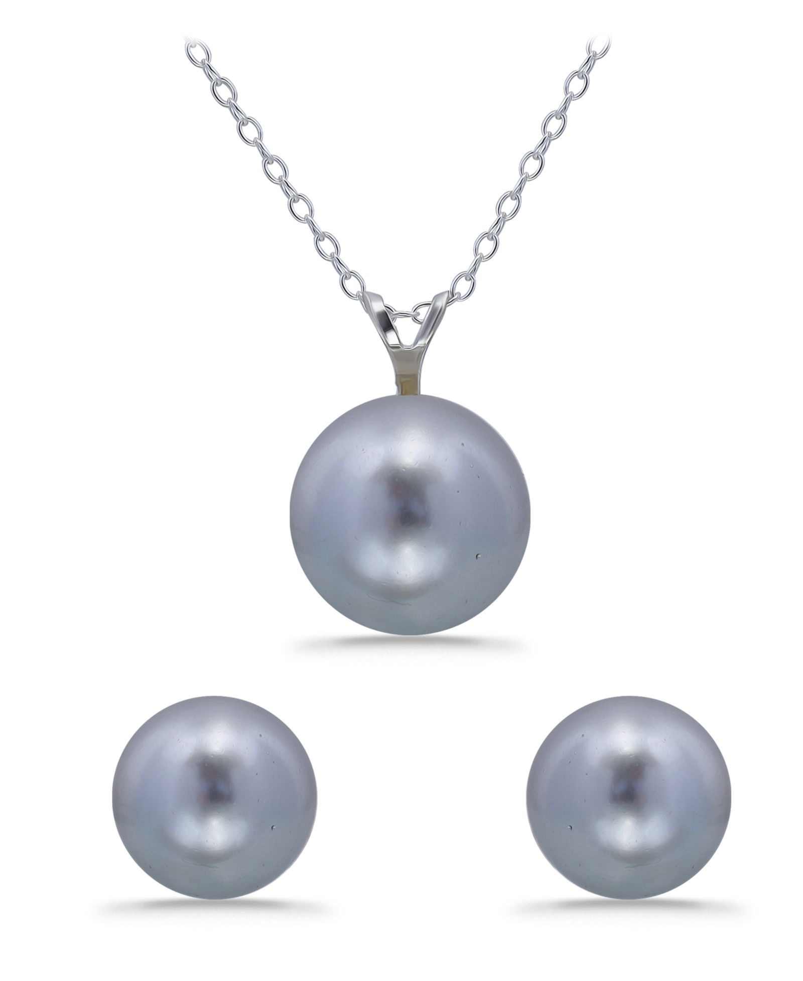 Macy's Shell Pearl Pendant and Freshwater Shell Pearl Stud Necklace and Earring Set