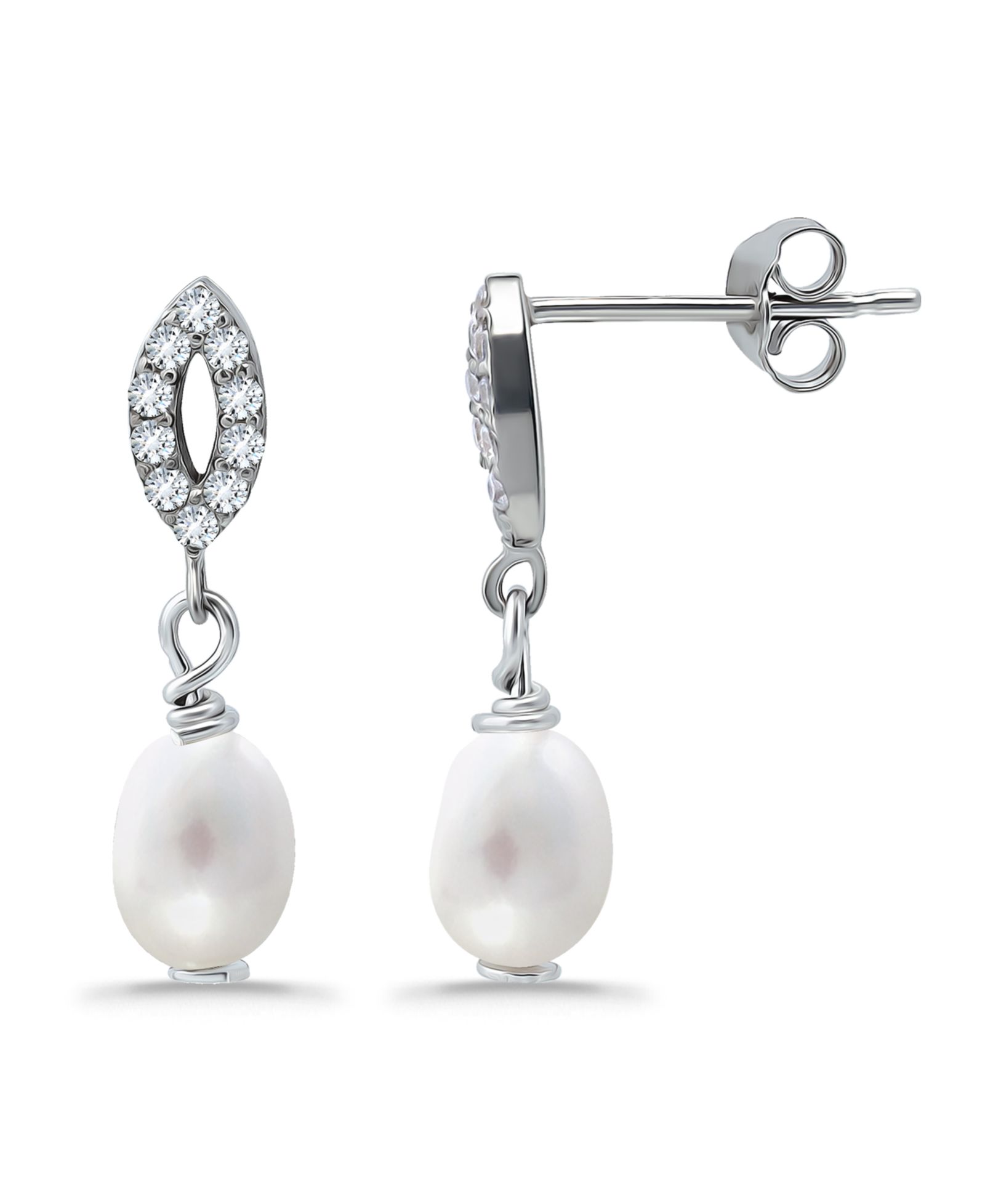 Macy's серьги-подвески с белым жемчугом и Cubic Zirconia