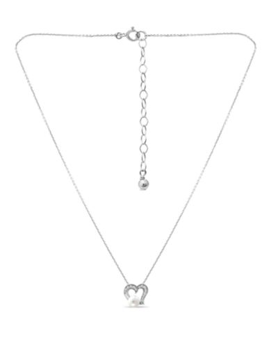 Подвеска-кулон Macy's White Cultured Pearl and Cubic Zirconia Pave Heart