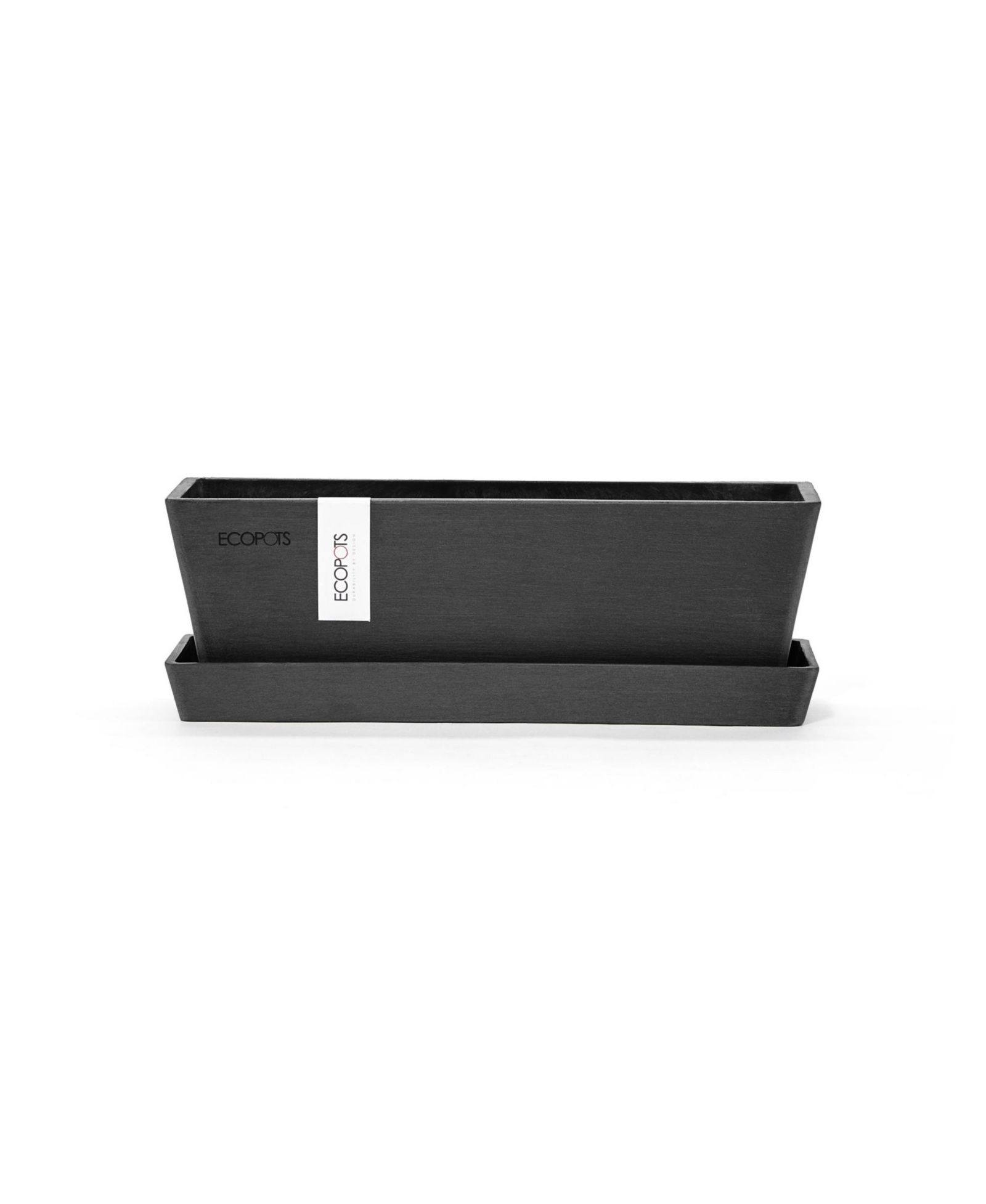 ECOPOTS Bruges Modern Plastic Rectangular Planter with Saucer, 10in