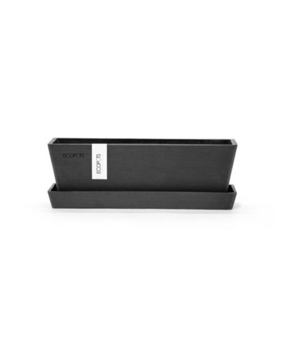 ECOPOTS Bruges Modern Plastic Rectangular Planter with Saucer, 10in