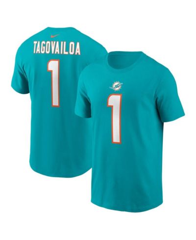 Мужская футболка Nike Tua Tagovailoa Aqua Miami Dolphins с именем и номером игрока