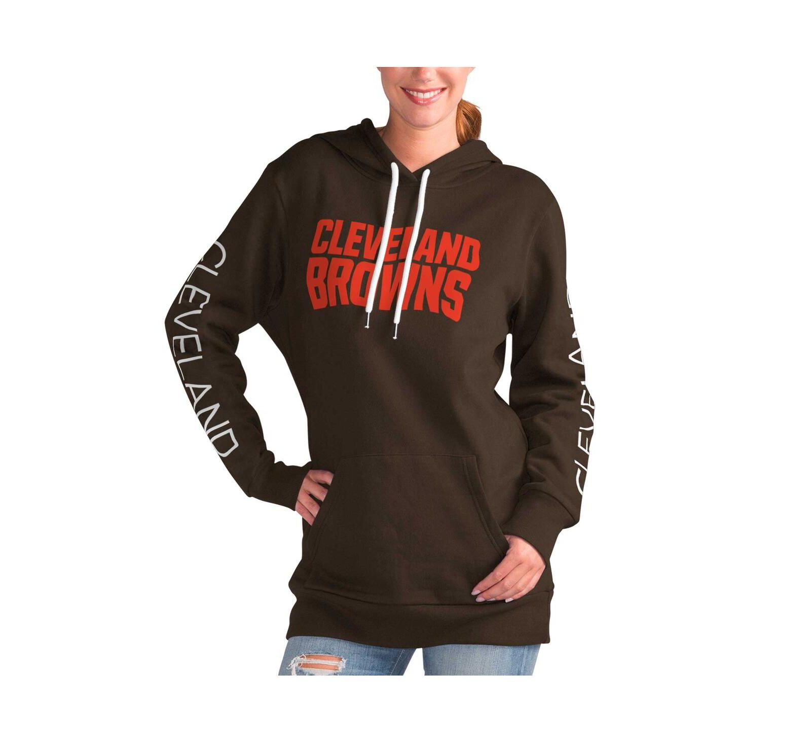 Women's G-III 4Her by Carl Banks Brown Cleveland Browns Extra Inning Pullover Hoodie