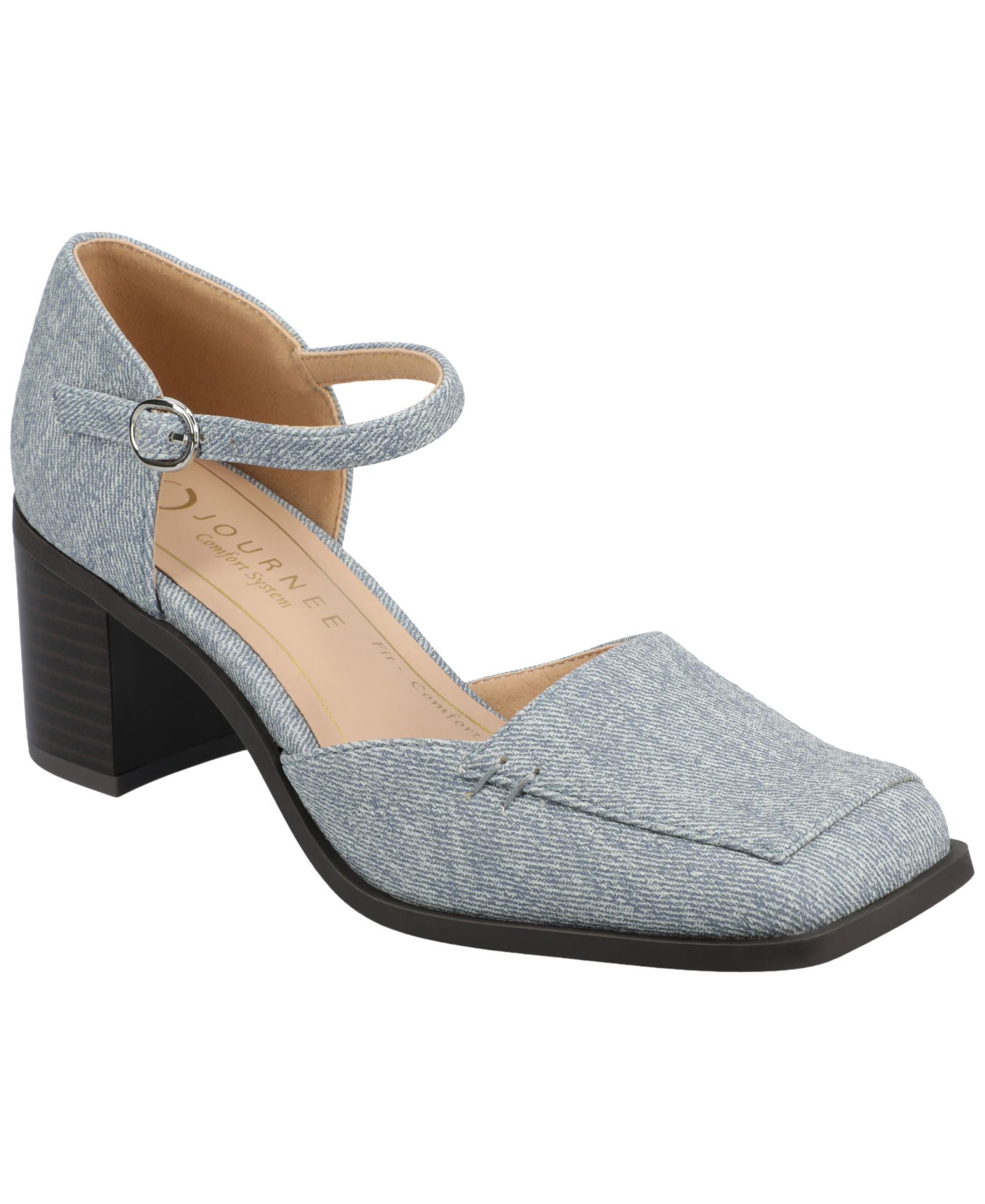 Journee Collection Women's Evangeline Block Heel Square Toe Pumps