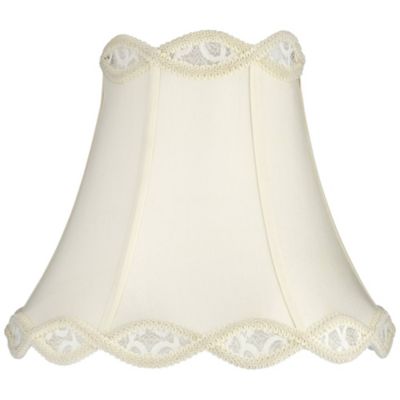 Springcrest Cream Scalloped Gallery Medium Bell Lamp Shade with Spider Fitter, 7" x 14" x 12.5"