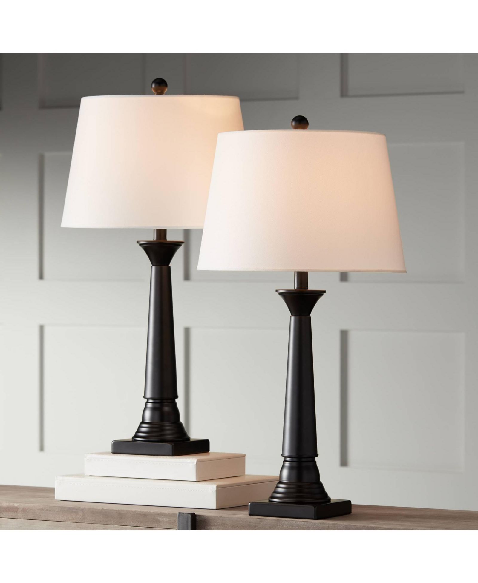 360 Lighting набор из 2 настольных ламп в стиле Rustic Farmhouse с бронзовым абажуром, 28"