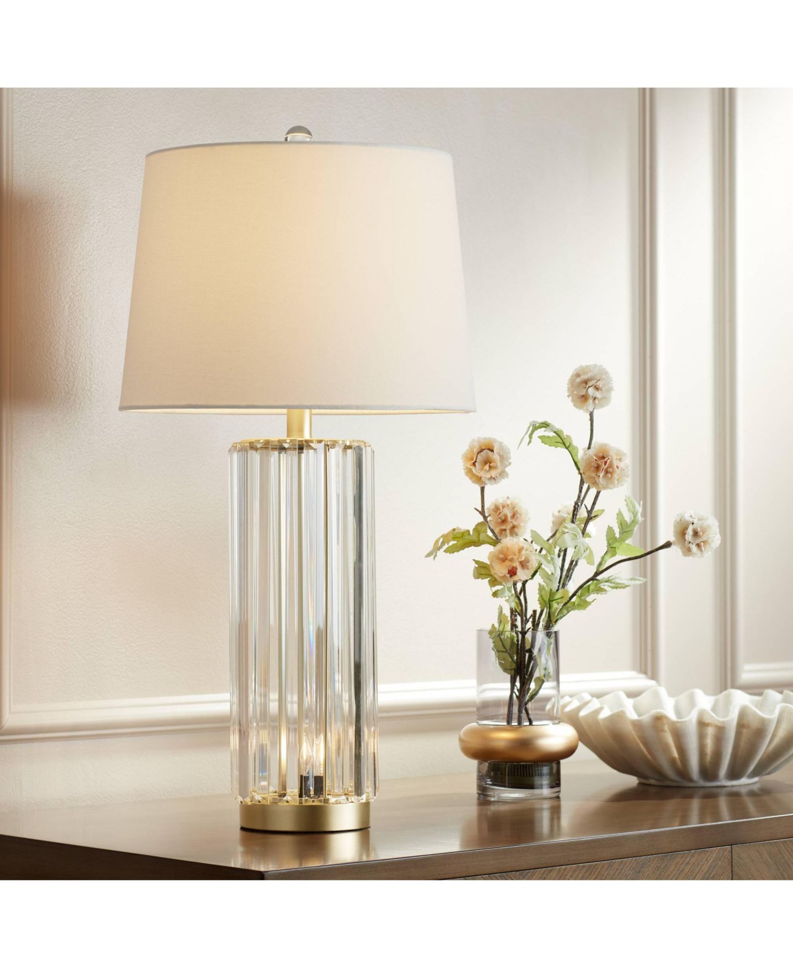Настольная лампа Regency Hill 27 3/4" Tall Clear Glass Rivera Traditional с LED Shade