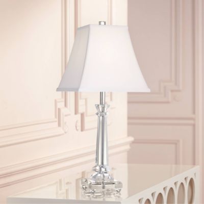 Vienna Full Spectrum Traditional Table Lamp 25" High Crystal Glass Column White Square Bell Shade for Living Room Family Bedroom Bedside