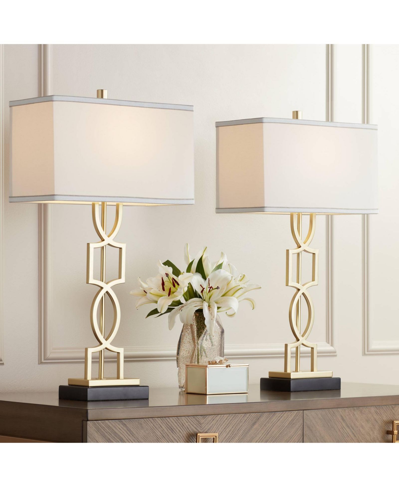 Комплект из 2 настольных ламп 360 Lighting 28 1/4" с прямоугольным абажуром