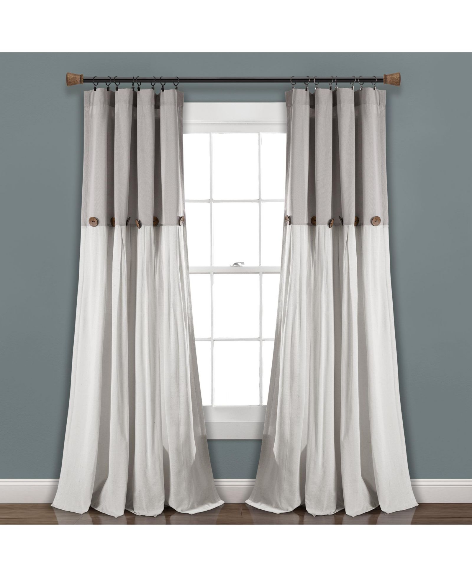 Штора Lush Decor Linen Button, одна панель, Rustic and Modern Farmhouse